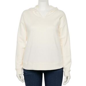 EVRI Women's Cream split Neck hoodie 2x plus winter outerwear